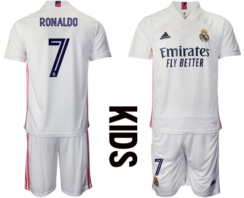 Youth 2020-2021 club Real Madrid home #7 white Soccer Jerseys1